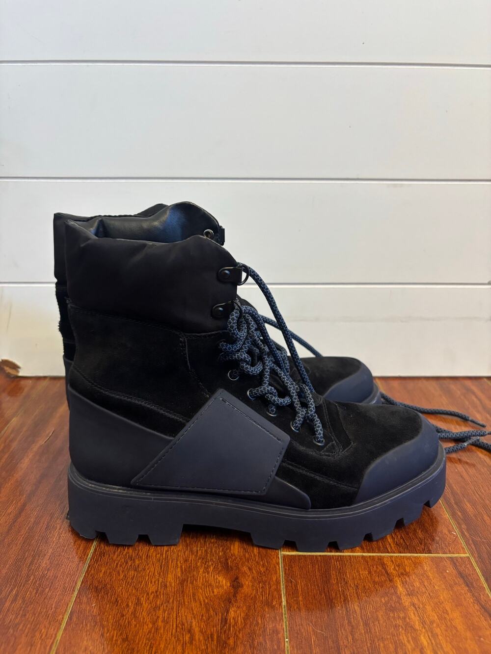 Franco Sarto Winter Snow Boots Waterproof Black Blue Balinhike Ankle Size 8.5